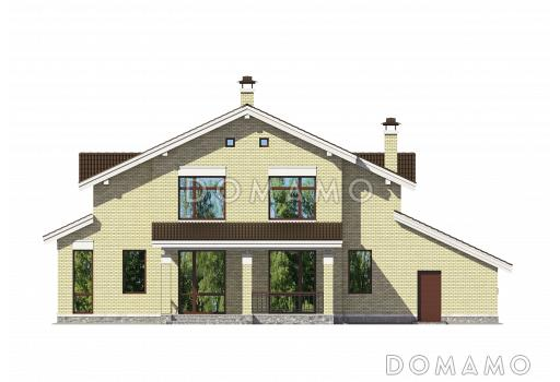 Проект кирпичного дома с площадкой для машины / Фасад 3