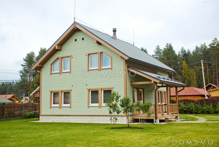 Проект каркасного дома с небольшой спальней на первом этаже
