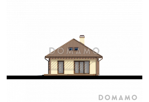 Проект просторного мансардного дома из газобетона со спальней на первом этаже и с двумя на втором / Фасад 4