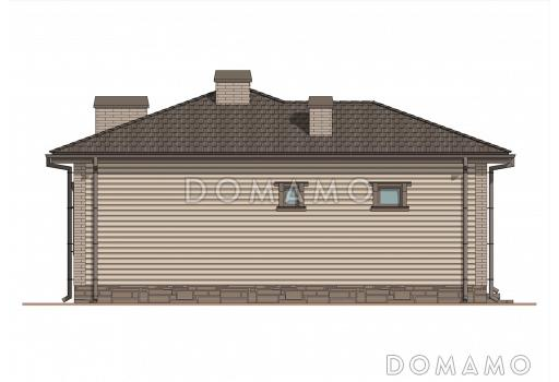 Проект компактного дома с сауной, парной, 2 спальнями и гостиной / Фасад 2