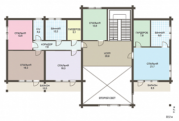 Проект двухэтажного дома из клееного бруса с кабинетом на первом этаже / План 2 этажа