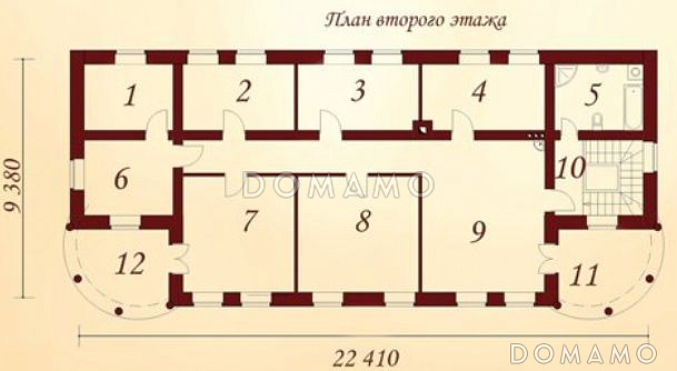 Проект гаража в классическом стиле для четырех автомобилей / План 2 этажа