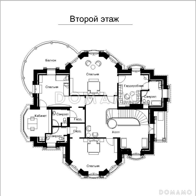 Индивидуальный проект загородного дома без подвала / План 2 этажа