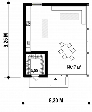 Проект классической беседки с кухней и кладовой / План 1 этажа
