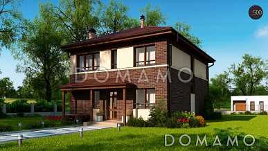 Проект современного двухэтажного дома из газобетона с четырьмя спальнями и кабинетом, без гаража