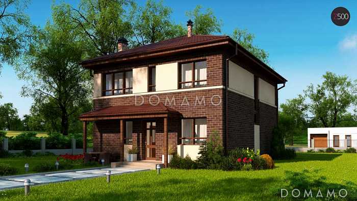 Проект современного двухэтажного дома из газобетона с четырьмя спальнями и кабинетом, без гаража