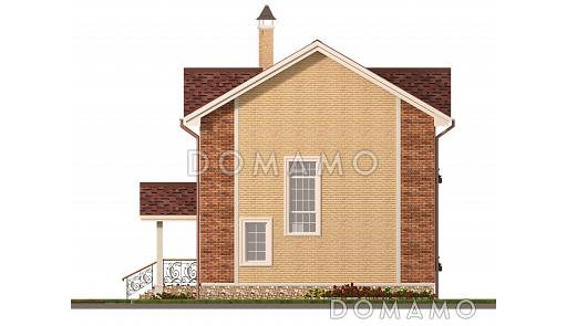 Проект двухэтажного коттеджа с террасой и двухцветной облицовкой / Фасад 2