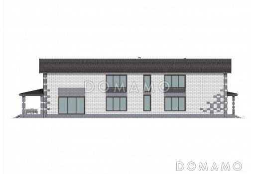 Проект двухэтажного дома из керамоблоков для узкого участка / Фасад 4