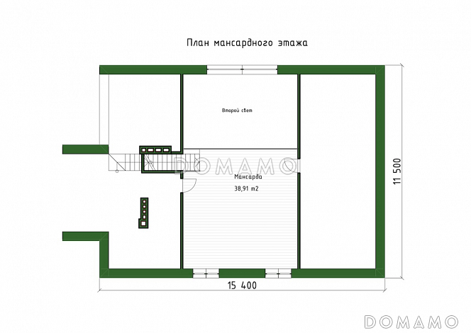 Проект дома с мансардой, вторым светом, большой гостиной и 4 спальнями / План мансардного этажа
