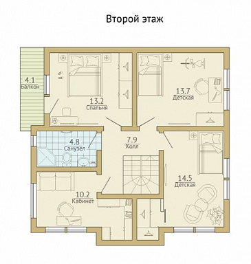 Проект каркасного дома с небольшой открытой террасой / План мансардного этажа