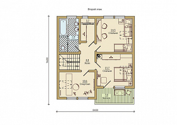 Проект каркасного дома с тренажерным залом на мансардном этаже / План мансардного этажа