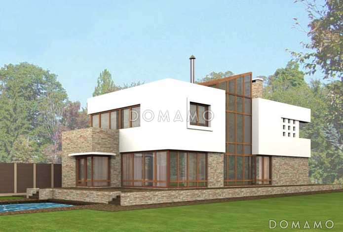 Проект двухэтажного дома с остеклением