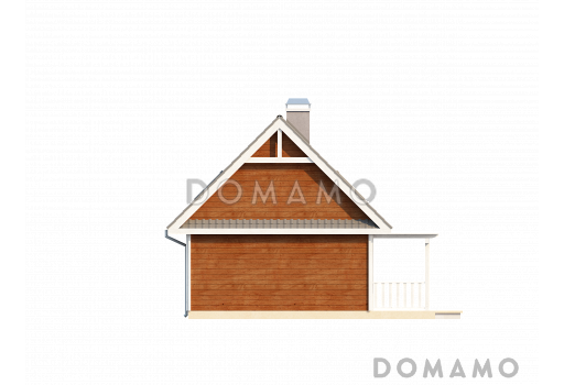 Проект компактного одноэтажного мансардного дома из кирпича с тремя спальнями и фронтальной террасой / Фасад 3