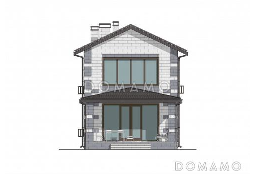 Проект двухэтажного дома из керамоблоков для узкого участка / Фасад 2