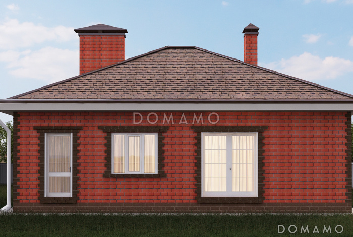 Проект дома с детской комнатой, сауной, гостиной с камином и выходом во двор