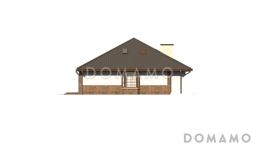 Проект одноэтажного дома из кирпича с мансардой, гаражом на два автомобиля и зоной барбекю на террасе / Фасад 4