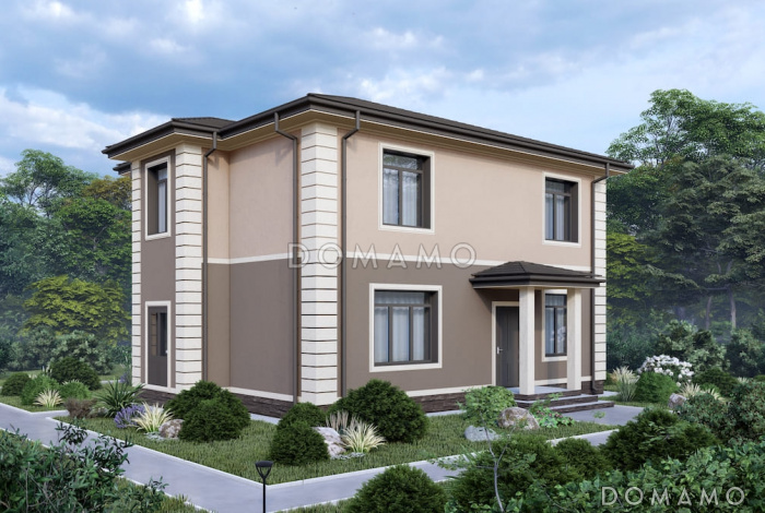 Проект двухэтажного дома с 3 спальнями, гостевой комнатой и просторной гостиной