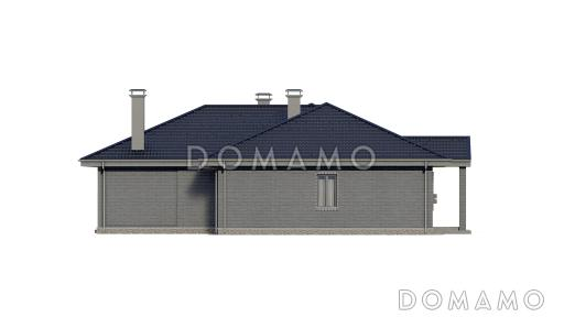 Проект одноэтажного дома с верандой, гаражом и тремя спальнями / Фасад 4