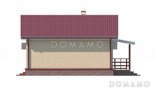 Проект дома с террасой, кухней-столовой, двумя небольшими спальнями и кладовой / Фасад 3