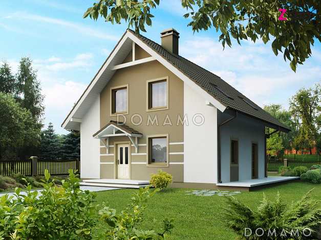 Проект одноэтажного мансардного дома современного дизайна из кирпича с тремя спальнями