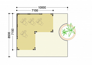 Проект г образной беседки с открытой террасой / План 1 этажа