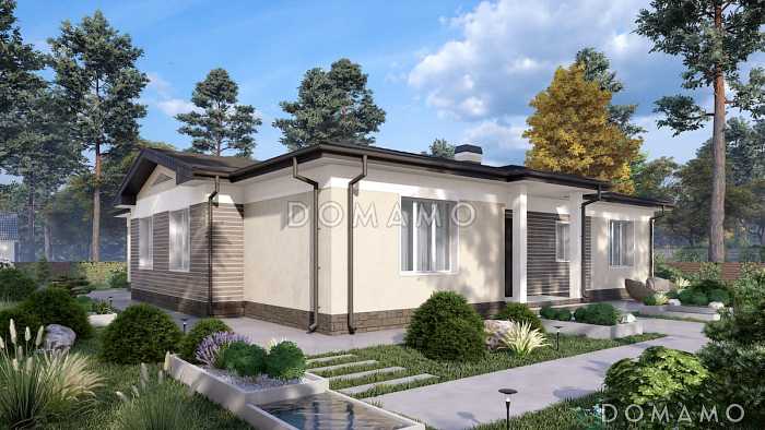 Проект дома с 4 спальнями, комнатой для гостей и просторной гостиной