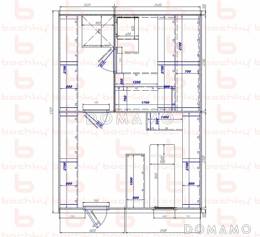 Баня Квадроовал 6х4 / План 1 этажа