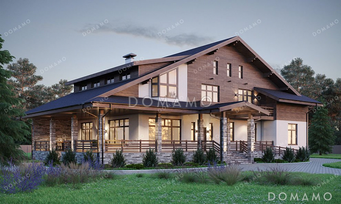 Проект дома с сауной, бассейном и зимним садом