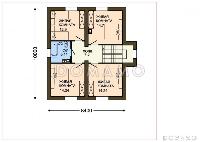 Проект компактного коттеджа с кладовой и пятью спальнями / План 2 этажа