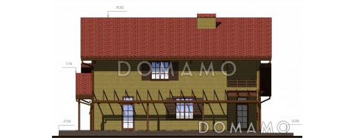 Проект большого двухэтажного коттеджа с зоной отдыха и бассейном на цокольном этаже / Фасад 1