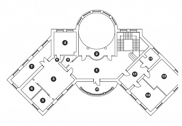 Проект дома в стиле барокко с зеленой крышей / План 2 этажа
