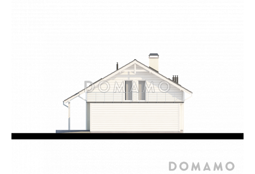Проект одноэтажного мансардного дома из газобетона с террасой над гаражом  / Фасад 3