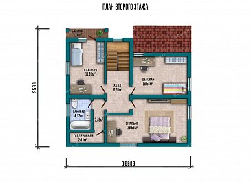 Проект дома с мансардой и верандой / План мансардного этажа