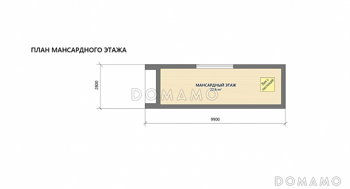 Проект кирпичной беседки с бильярдной, террасой барбекю, кухней и цокольным этажом / План мансардного этажа