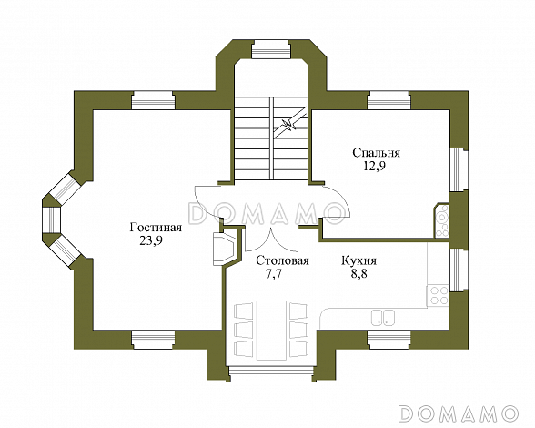 Проект коттеджа с парадным входом из газобетона / План 2 этажа