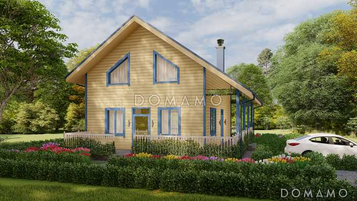 Проект двухэтажного дома с крытой и открытой террасами