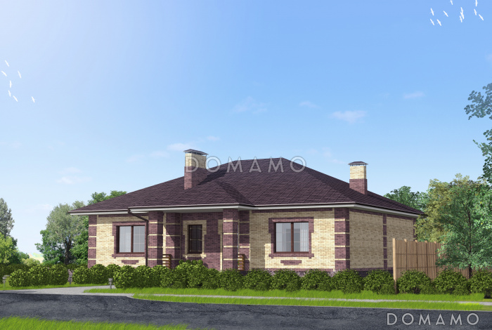 Проект компактного одноэтажного дома из SIP панелей с тремя спальнями и большой гостиной