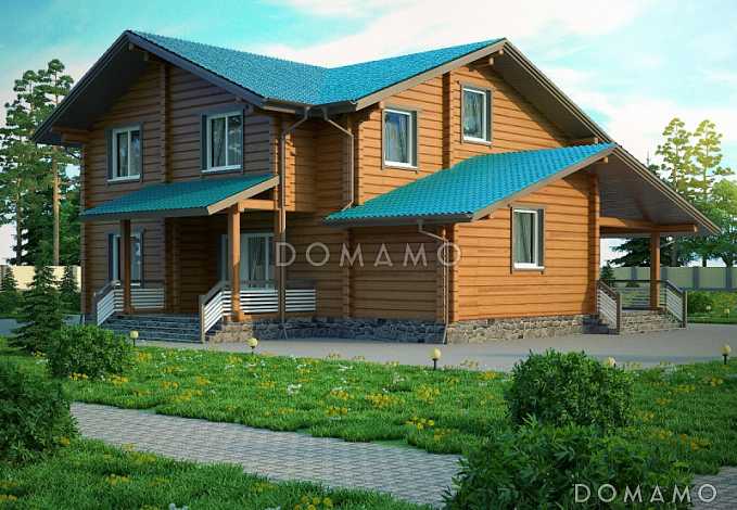 Проект дома из клееного бруса  с бильярдной на втором этаже