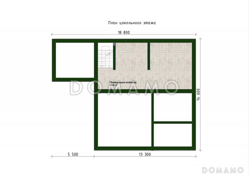 Проект дома с подвалом, сауной, 4 спальнями и вторым светом / План подвала