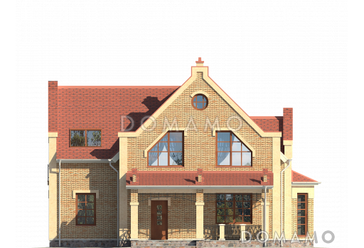 Проект дома из газобетона с просторной верандой / Фасад 3