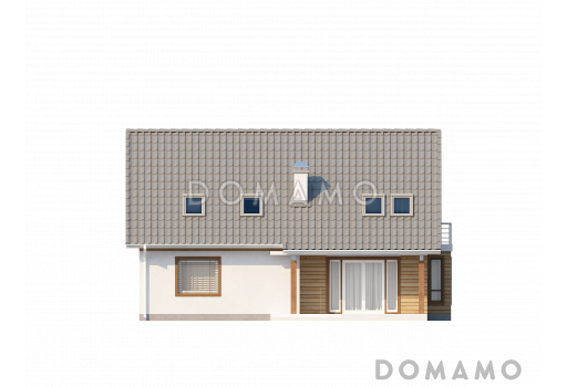 Проект классического мансардного дома из кирпича с дополнительной спальней на первом этаже и эркером в столовой зоне / Фасад 2
