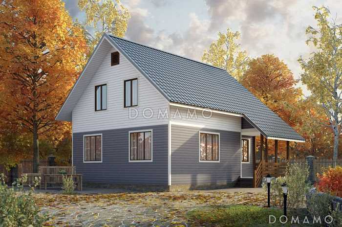 Проект каркасного дома 8х7 с мансардой