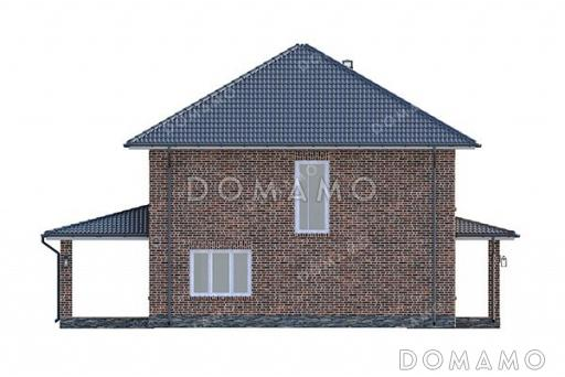 Проект двухэтажного дома с четырьмя спальнями наверху и одной внизу / Фасад 2