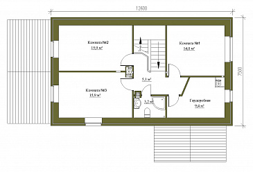 Проект небольшого коттеджа с облицовкой светлым кирпичом с террасой / План мансардного этажа
