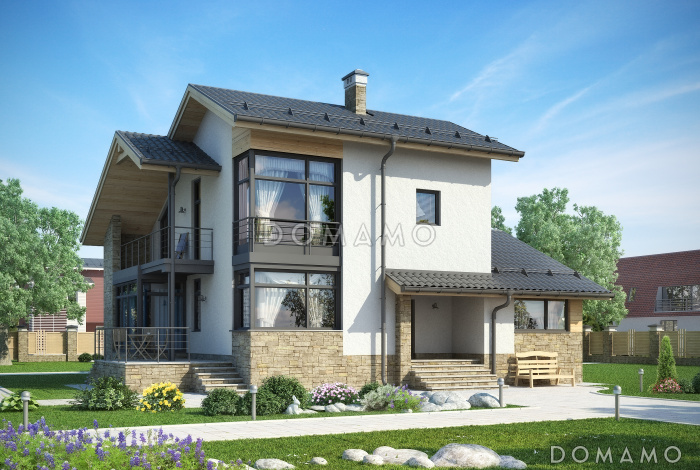 Частный загородный дом с террасой на первом и мансардном этаже, двумя спальнями на мансардном этаже с хозяйской ванной