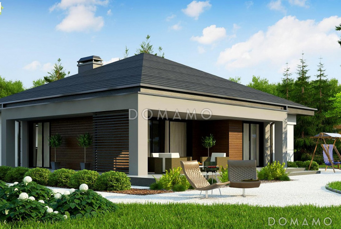 Проект простого комфортного одноэтажного дома из газобетона для небольшой семьи