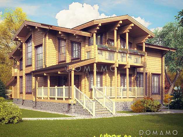 Проект дома из клееного бруса с зимним садом