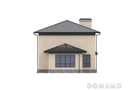 Проект современного двухэтажного дома с контрастной отделкой и застекленной верандой / Фасад 3