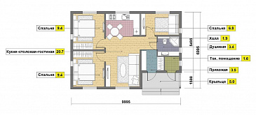 Проект небольшого каркасного дома / План 1 этажа
