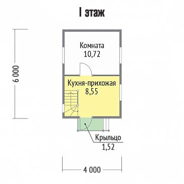 Проект дома со стенами из деревянного каркаса / План 1 этажа